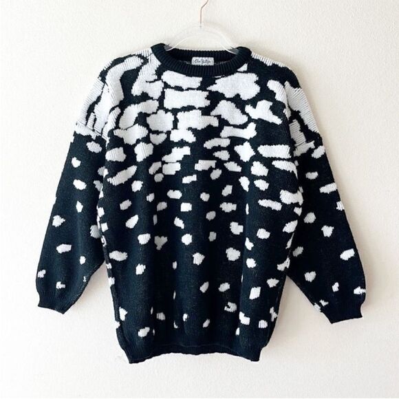 Vintage Elsa Phillips Printed Knit Oversized Sweater - Picture 1 of 10